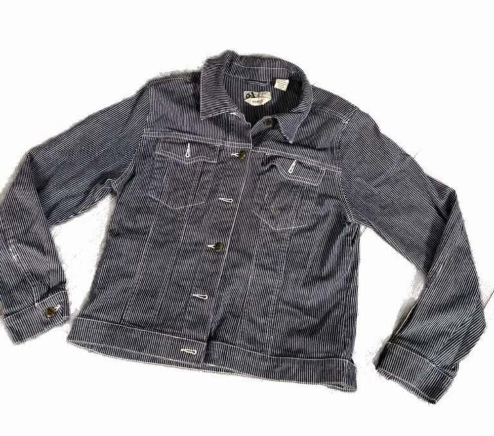 Covington Blue & White Hickory Stripe Stretch Denim Jacket Size 12